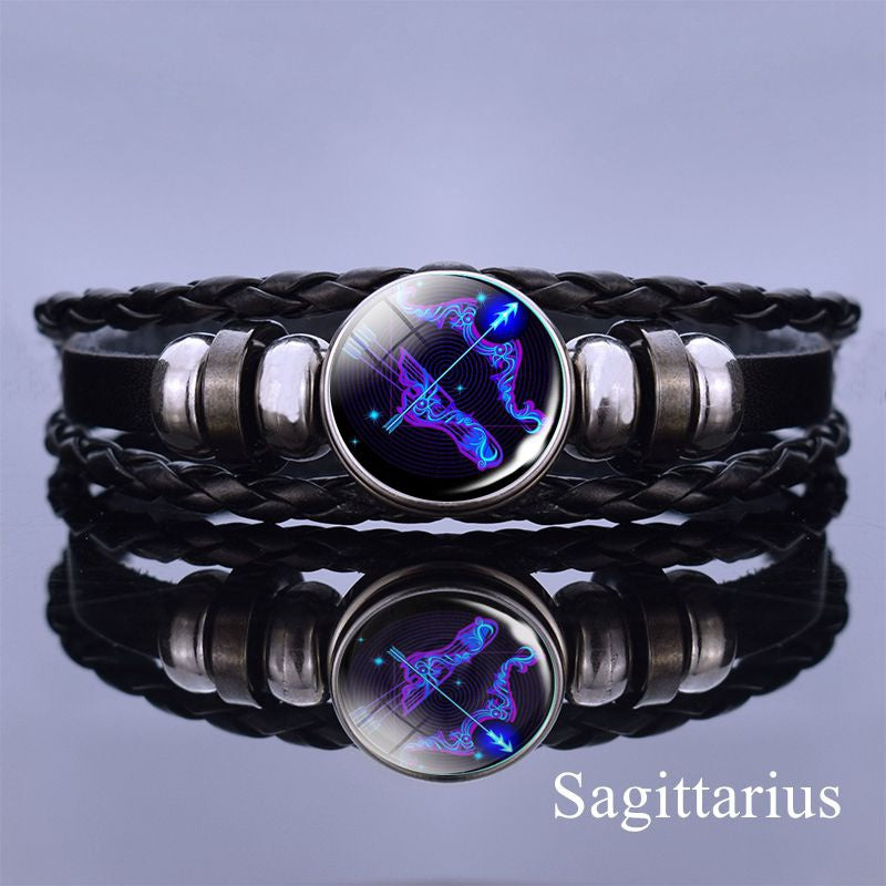 1pc 12 Constellation Luminous Bracelet Men's And Women's Fashion Multi-layer Woven Bracelet