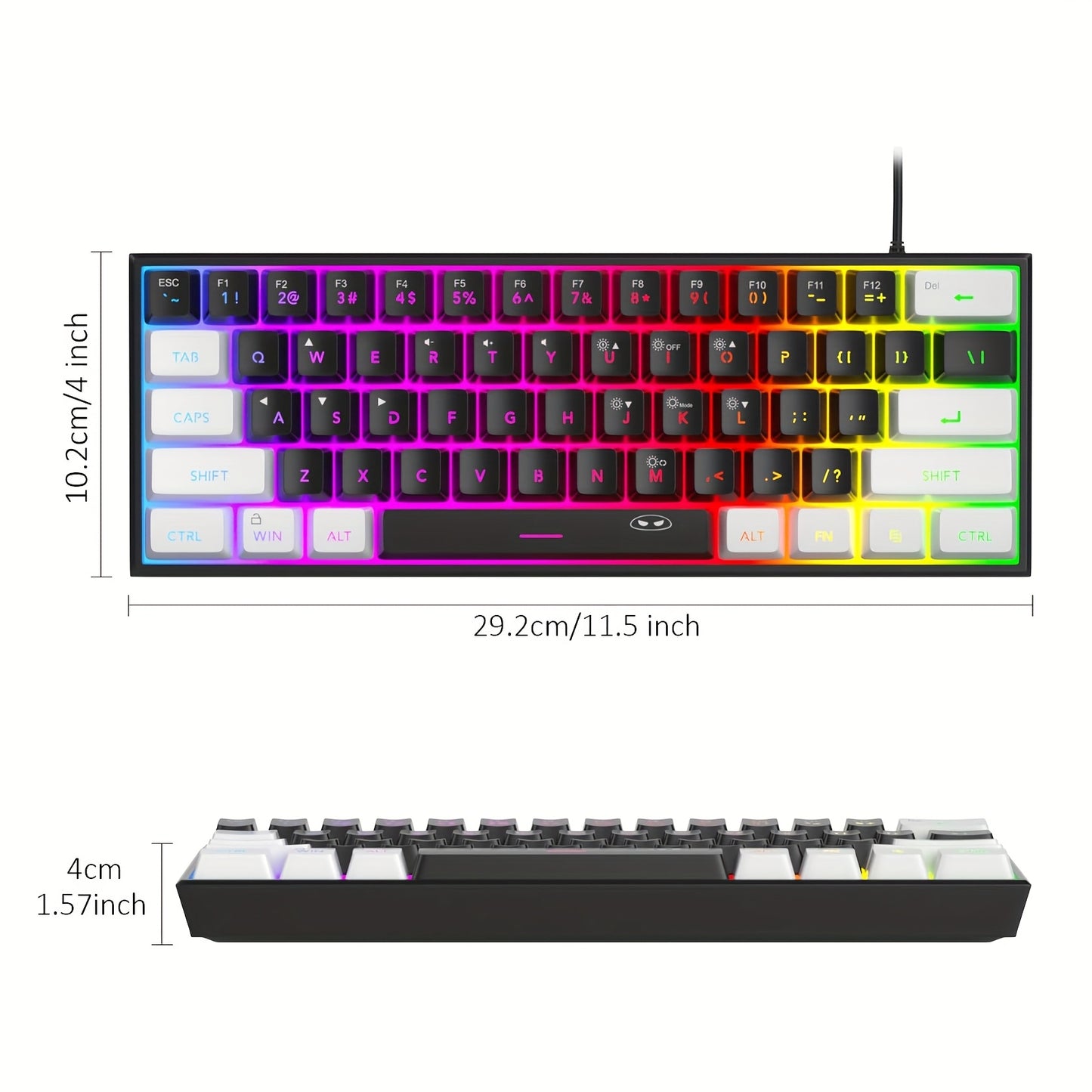 MageGee Mini 60% Gaming/Office Keyboard, Keycap Type Wired RGB Backlit Compact Computer Keyboard for Windows/Mac/Laptop