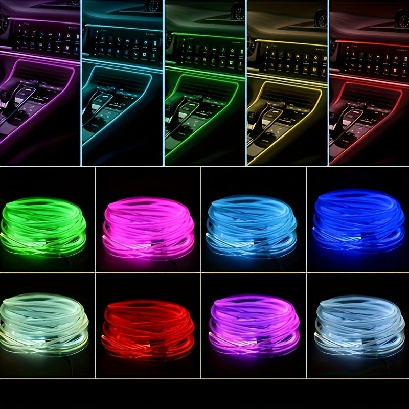 2m 4m LED Strip Car Interior Decorations Atmosphere Light RGB Neon DIY Dashboard Ambient Optical Fiber Strips Lamp with USB Drive