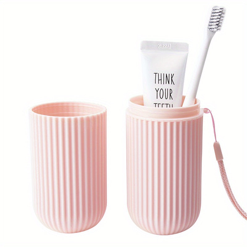 Household Travel Mouthwash Cup Toothbrush Cup Makeup Brush Storage Box Travel Wash Cup Portable Couple Toothbrush Toothpaste Storage Box Simple Toothbrush Mouthwash Cup Toothjar Set Rope Color Random travel must have