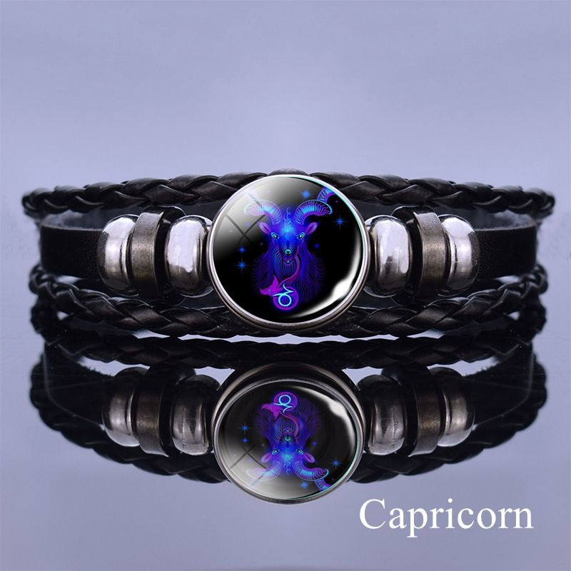 1pc 12 Constellation Luminous Bracelet Men's And Women's Fashion Multi-layer Woven Bracelet