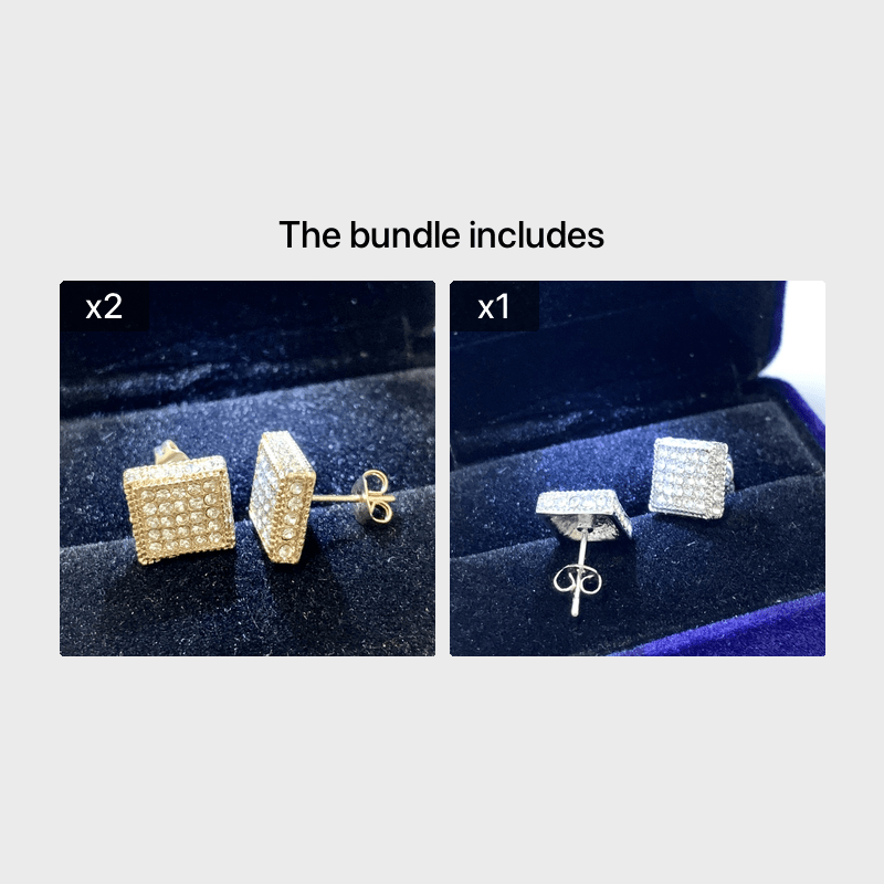 1pair Fashion Men's Stud Earrings Zircon Micro Earrings Hip Hop Stud Earrings Hip Hop Jewelry