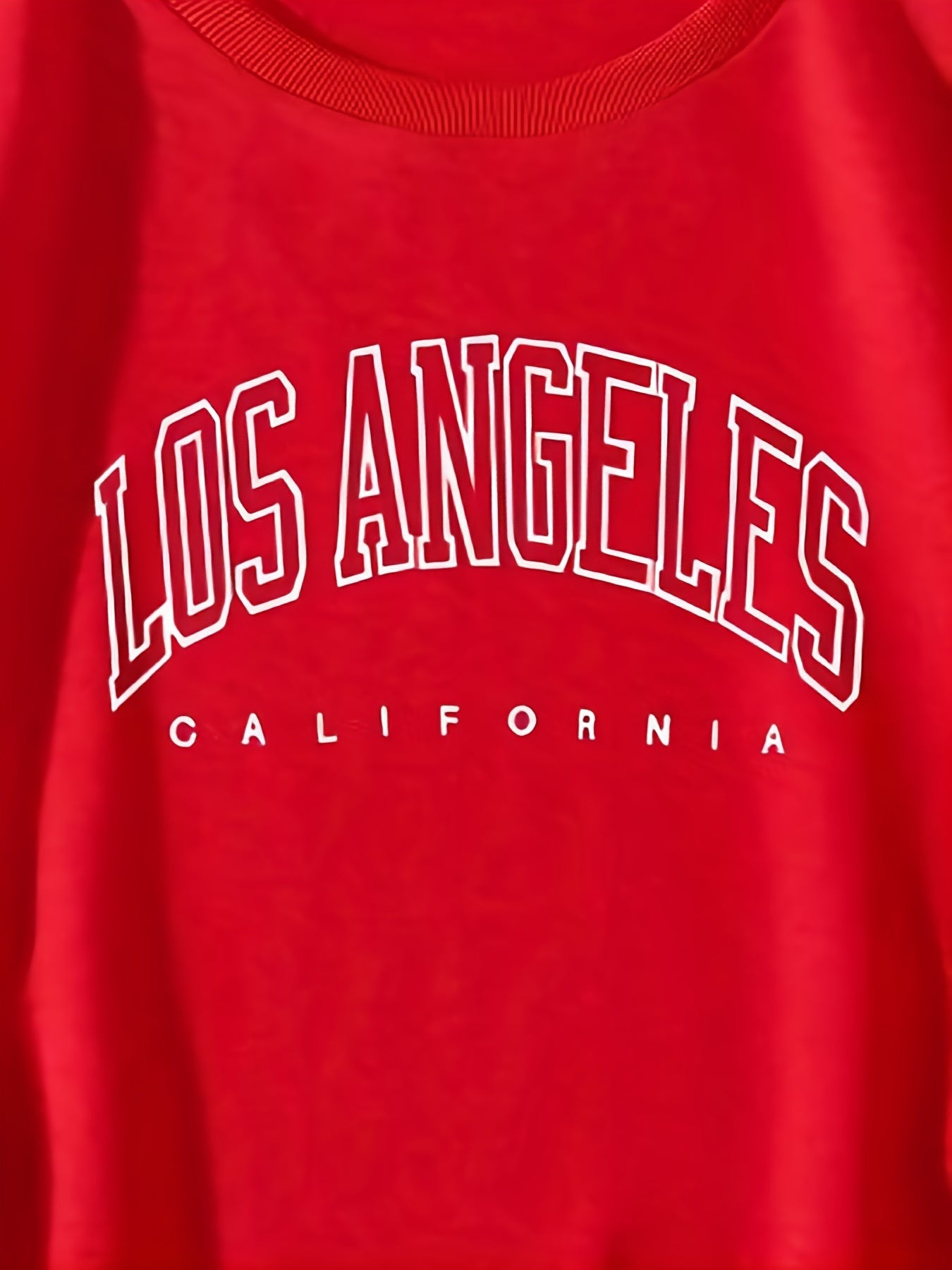 Los Angeles Print Preppy Sweatshirt, Long Sleeve Crew Neck Casual Sweatshirt For Winter & Fall, Women's Clothing