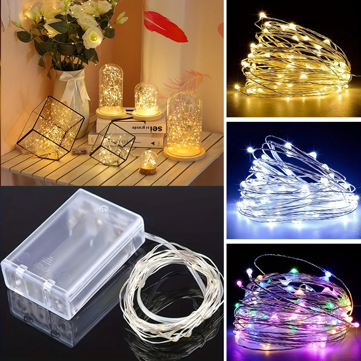 [LED String Lights] 50/100LED String Lights - 1pc Suitable for Bedroom, Party, Wedding, Christmas and Halloween Decoration Light