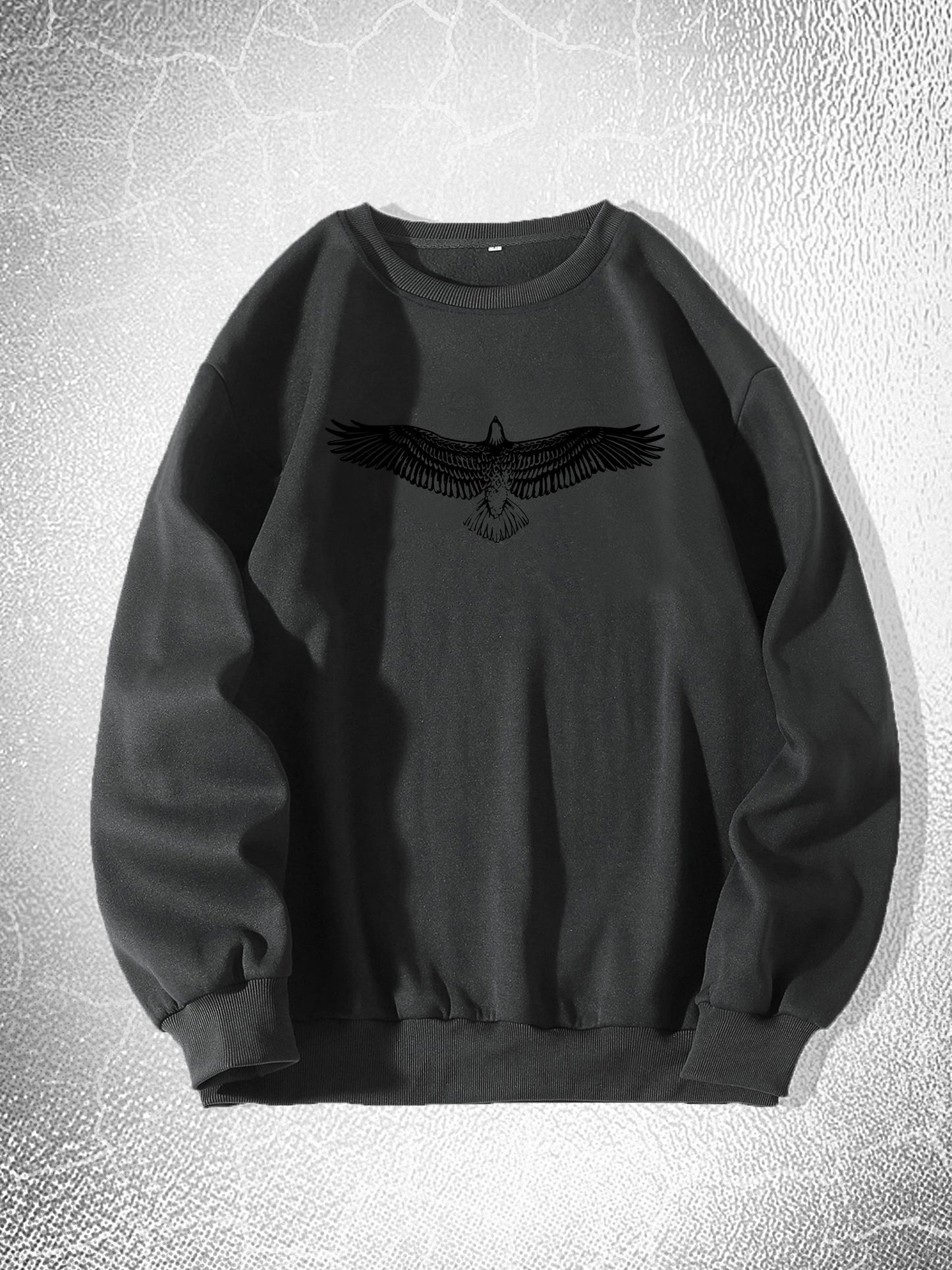 Big Eagle Print Men's Crew Neck Long Sleeve Sweatshirt, Casual Wear, Men's Clothing