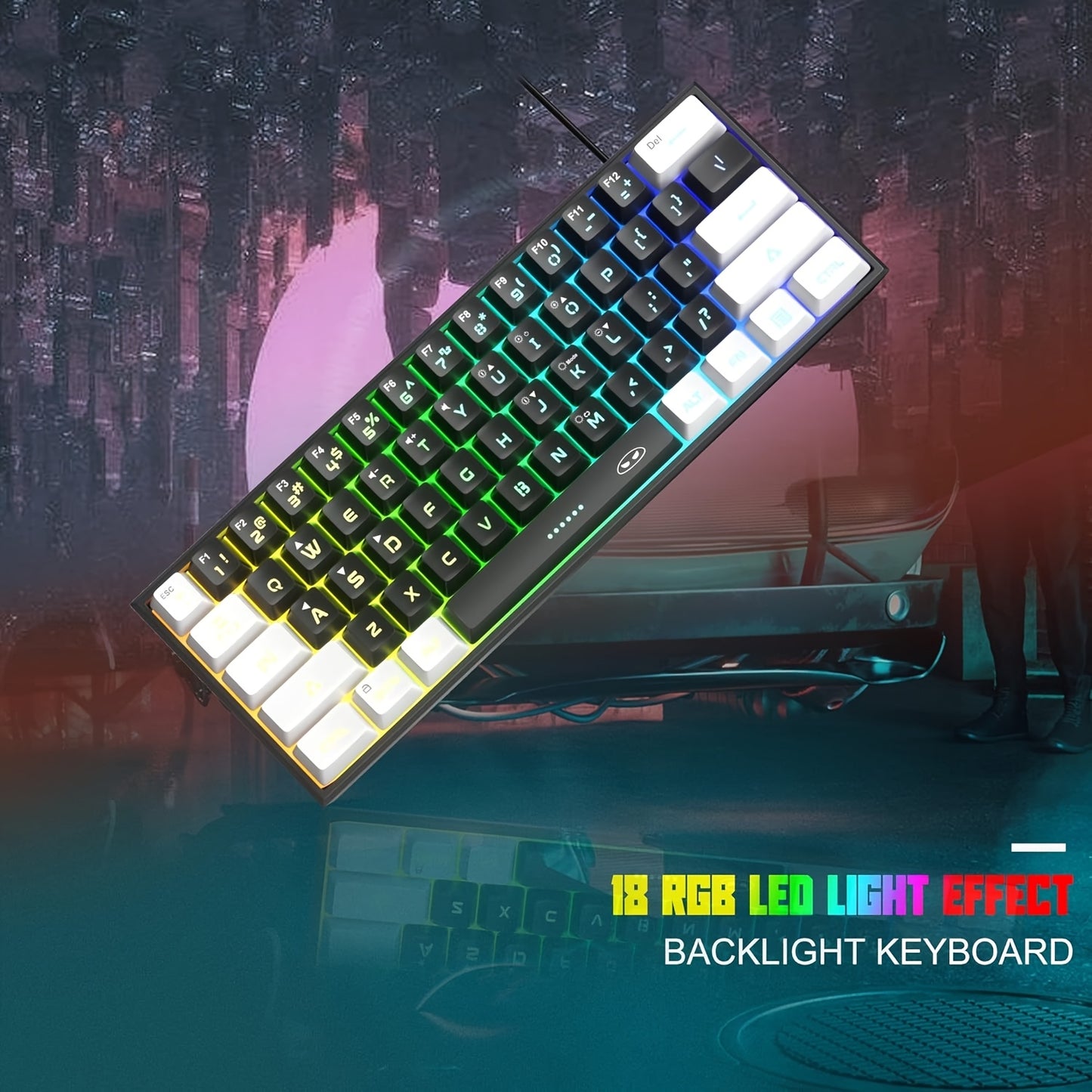 MageGee Mini 60% Gaming/Office Keyboard, Keycap Type Wired RGB Backlit Compact Computer Keyboard for Windows/Mac/Laptop
