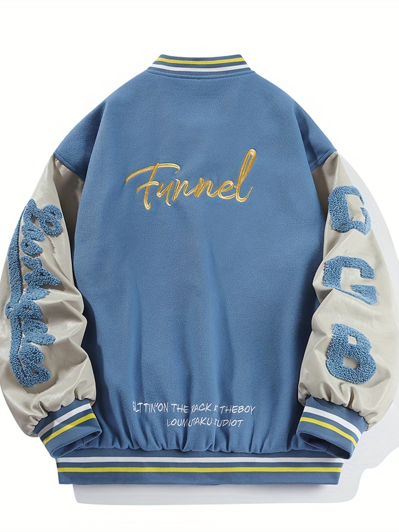 Men's Fleece College Varsity Jacket, Baseball Vintage Jacket, Casual Streetwear Coats Plus Size