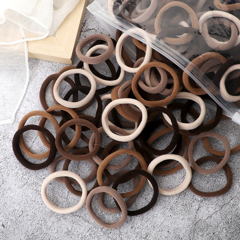 50pcs/Set Women   Basic Hair Bands 4cm Simple Solid Colors Elastic Headband Hair Ropes Ties Hair Accessories Ponytail Holder