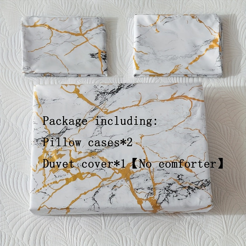 3pcs Classic Hot Stamping Texture Quilt Cover Set