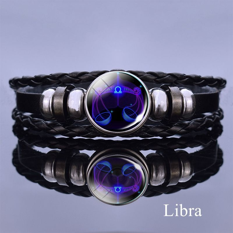 1pc 12 Constellation Luminous Bracelet Men's And Women's Fashion Multi-layer Woven Bracelet