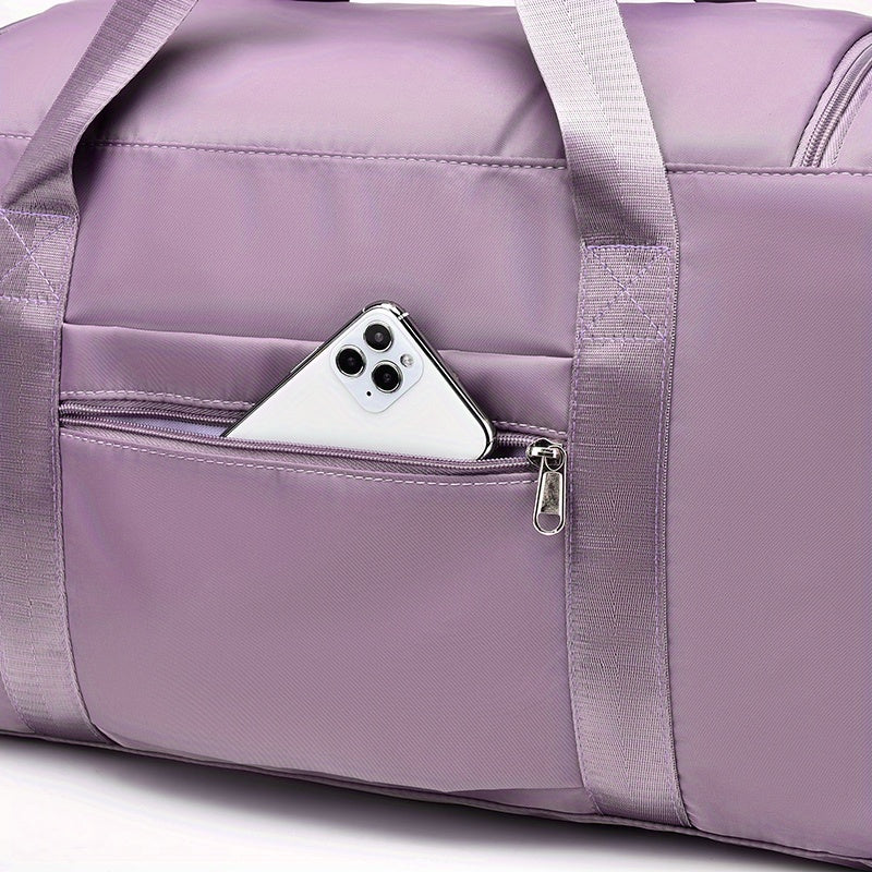 Nylon Large Capacity Travel Tote Bag With Crossbody Strap, Travel Bag, Gym Bag, Duffle Bag