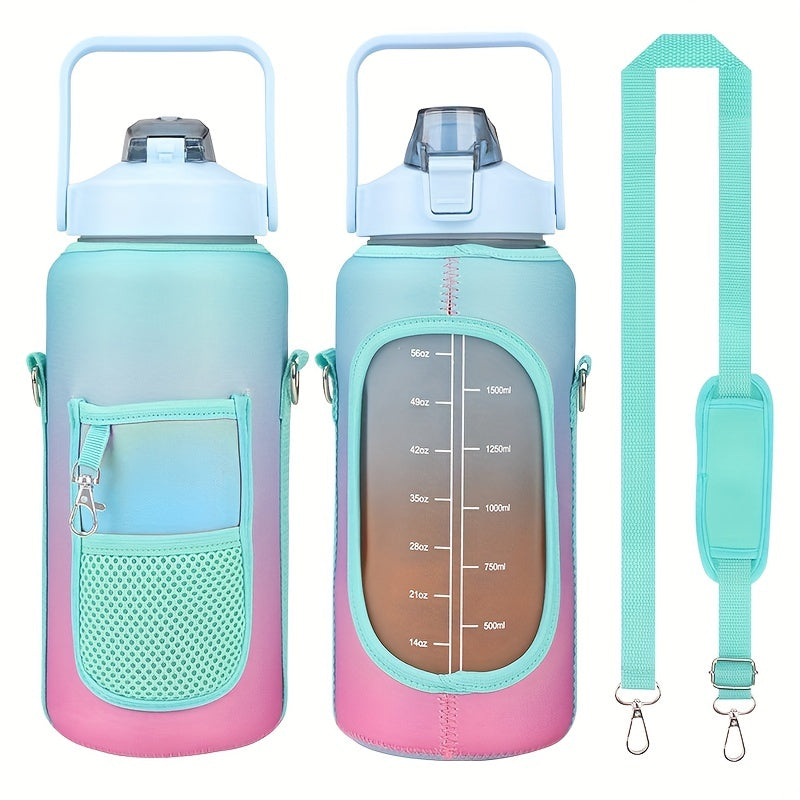 2L/64oz Waterproof Water Bottle Cover - Durable Sport Bottle Insulator with Shoulder Strap - Perfect Portable Vacuum Cup Pouch for Outdoor Adventures and Camping