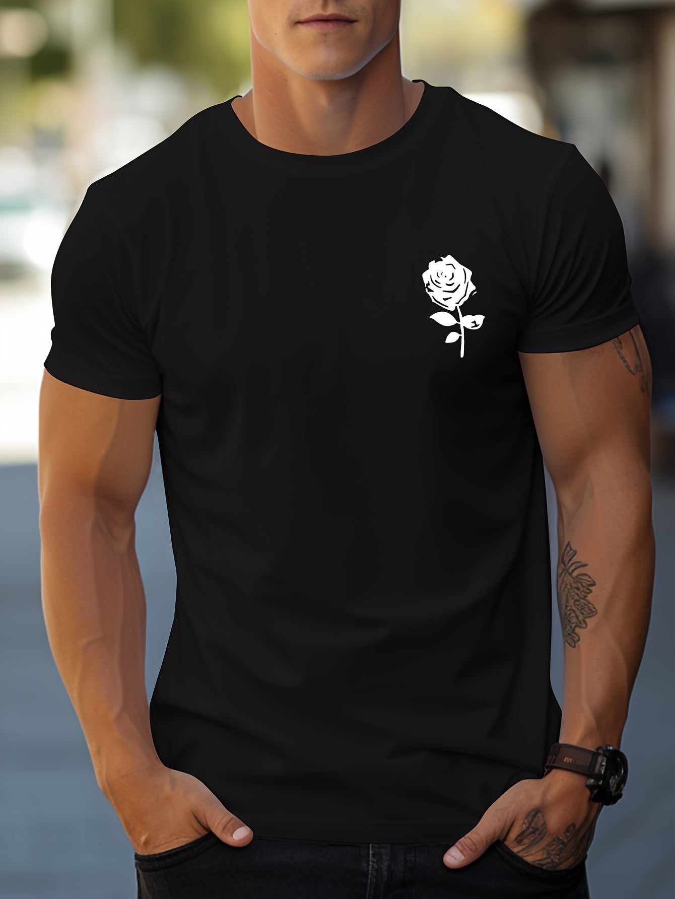 Men's Slim Fit T-shirt With Trendy Graphic Print
