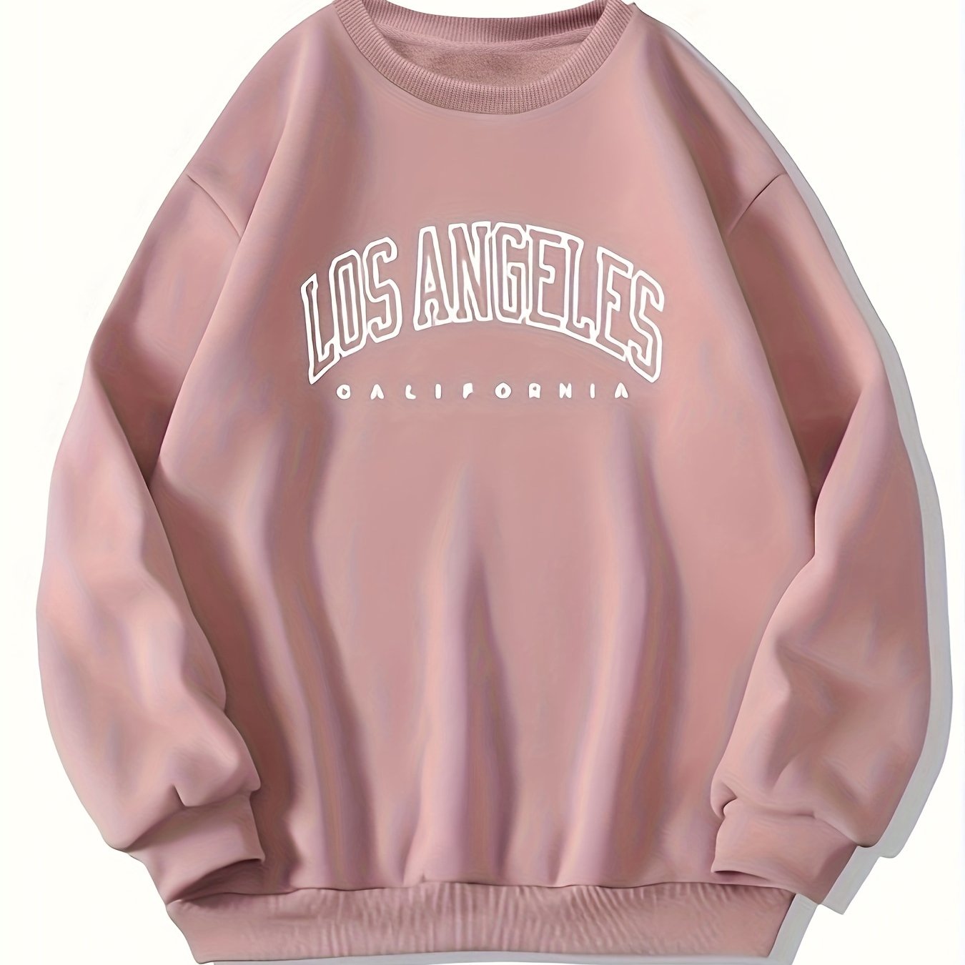 Los Angeles Print Preppy Sweatshirt, Long Sleeve Crew Neck Casual Sweatshirt For Winter & Fall, Women's Clothing