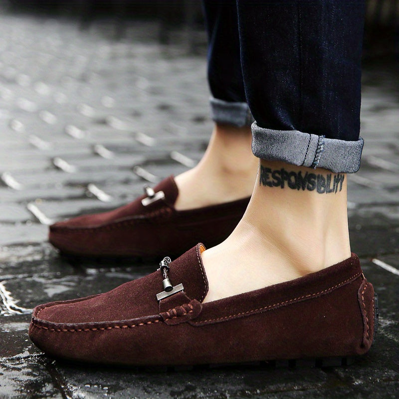 Mens Fashionable Slip-On Loafers - Breathable, Lace-Free Design for Comfortable Outdoor Walking - Durable, Stylish & Air-Flow Construction for Daily Strolls