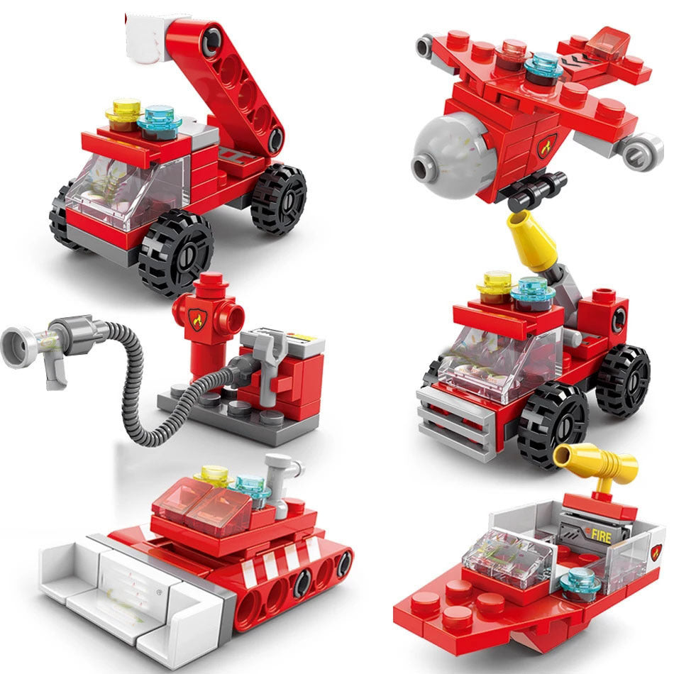 142Pcs City Fire Truck Fighting Building Blocks Sets Fire Brigade Car Model Toy Small Particles Bricks DIY Educational Toys For Children 6+