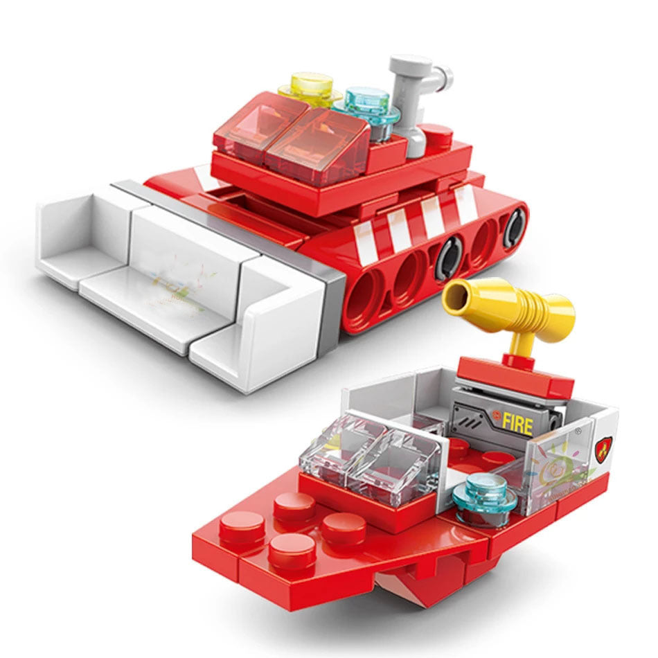 142Pcs City Fire Truck Fighting Building Blocks Sets Fire Brigade Car Model Toy Small Particles Bricks DIY Educational Toys For Children 6+