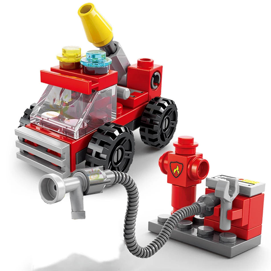 142Pcs City Fire Truck Fighting Building Blocks Sets Fire Brigade Car Model Toy Small Particles Bricks DIY Educational Toys For Children 6+