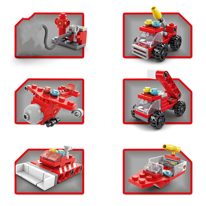 142Pcs City Fire Truck Fighting Building Blocks Sets Fire Brigade Car Model Toy Small Particles Bricks DIY Educational Toys For Children 6+