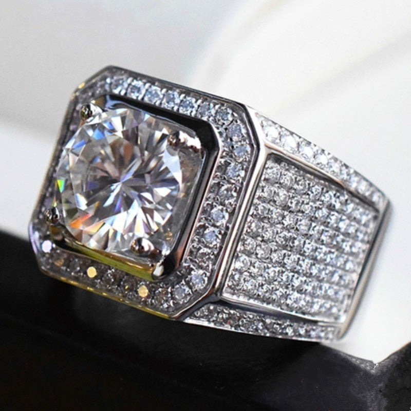 1pc Fashion Men's Ring Birthstone Engagement Wedding Band Anniversary Christmas Gifts For Men Boyfriend Ring Artificial Jewelry US Size 6-13#