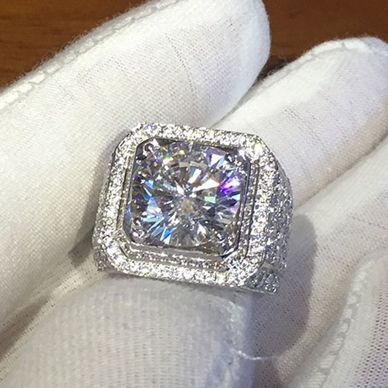 1pc Fashion Men's Ring Birthstone Engagement Wedding Band Anniversary Christmas Gifts For Men Boyfriend Ring Artificial Jewelry US Size 6-13#