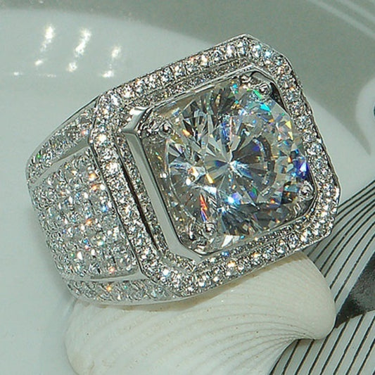 1pc Fashion Men's Ring Birthstone Engagement Wedding Band Anniversary Christmas Gifts For Men Boyfriend Ring Artificial Jewelry US Size 6-13#