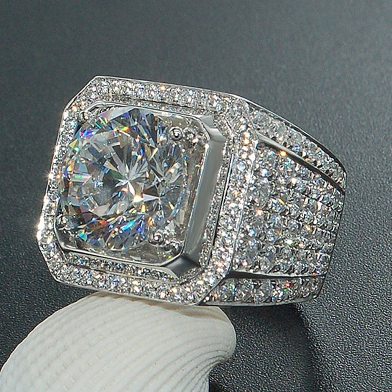 1pc Fashion Men's Ring Birthstone Engagement Wedding Band Anniversary Christmas Gifts For Men Boyfriend Ring Artificial Jewelry US Size 6-13#