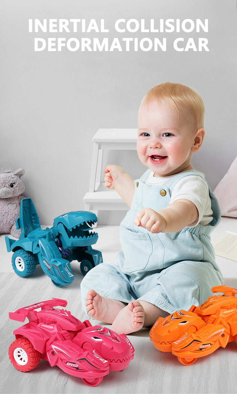 Auto-Transforming Dinosaur Car – Inertia-Powered, Weather-Resistant, Push-and-Go, Exciting Gift for Boys