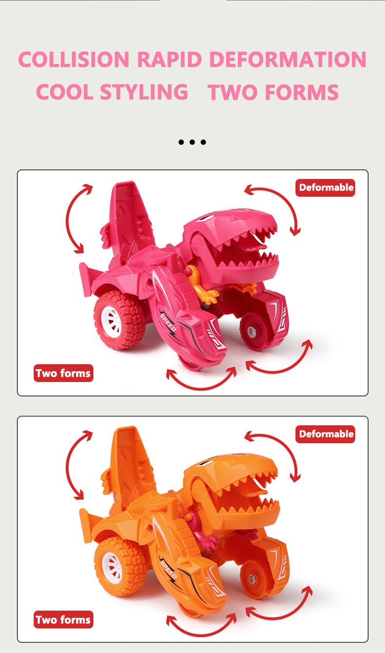 Auto-Transforming Dinosaur Car – Inertia-Powered, Weather-Resistant, Push-and-Go, Exciting Gift for Boys
