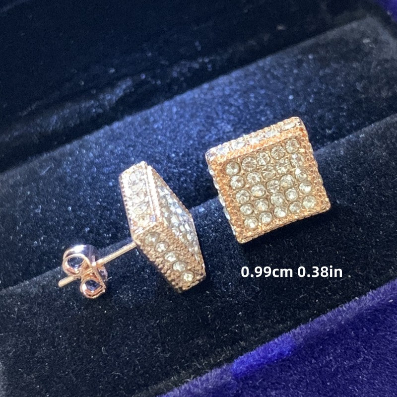 1pair Fashion Men's Stud Earrings Zircon Micro Earrings Hip Hop Stud Earrings Hip Hop Jewelry