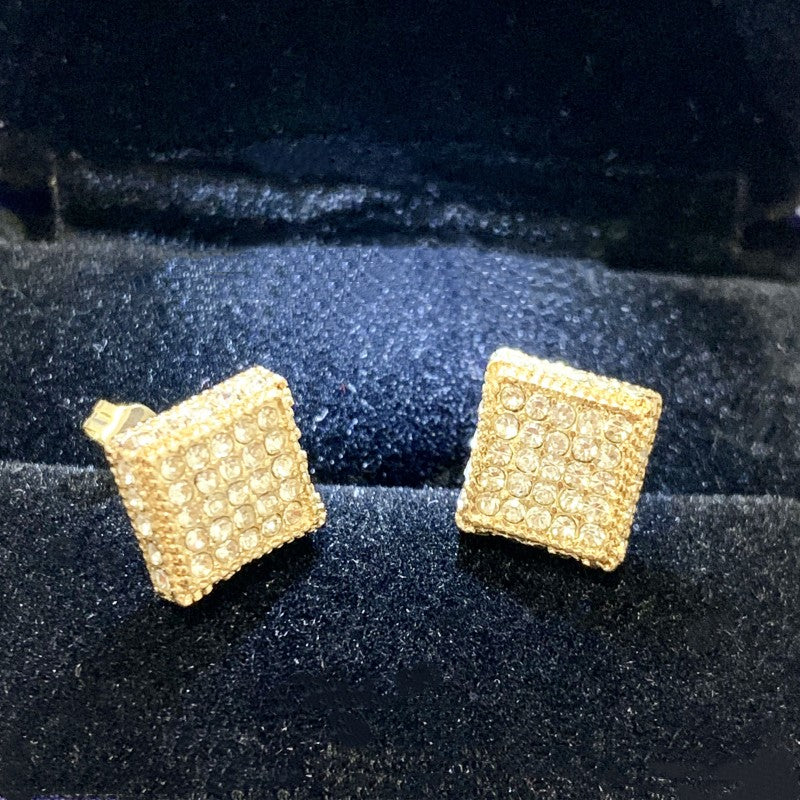 1pair Fashion Men's Stud Earrings Zircon Micro Earrings Hip Hop Stud Earrings Hip Hop Jewelry