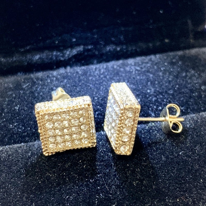 1pair Fashion Men's Stud Earrings Zircon Micro Earrings Hip Hop Stud Earrings Hip Hop Jewelry