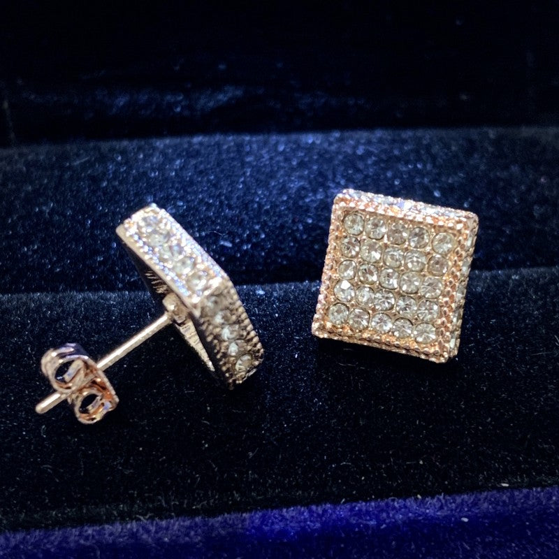 1pair Fashion Men's Stud Earrings Zircon Micro Earrings Hip Hop Stud Earrings Hip Hop Jewelry
