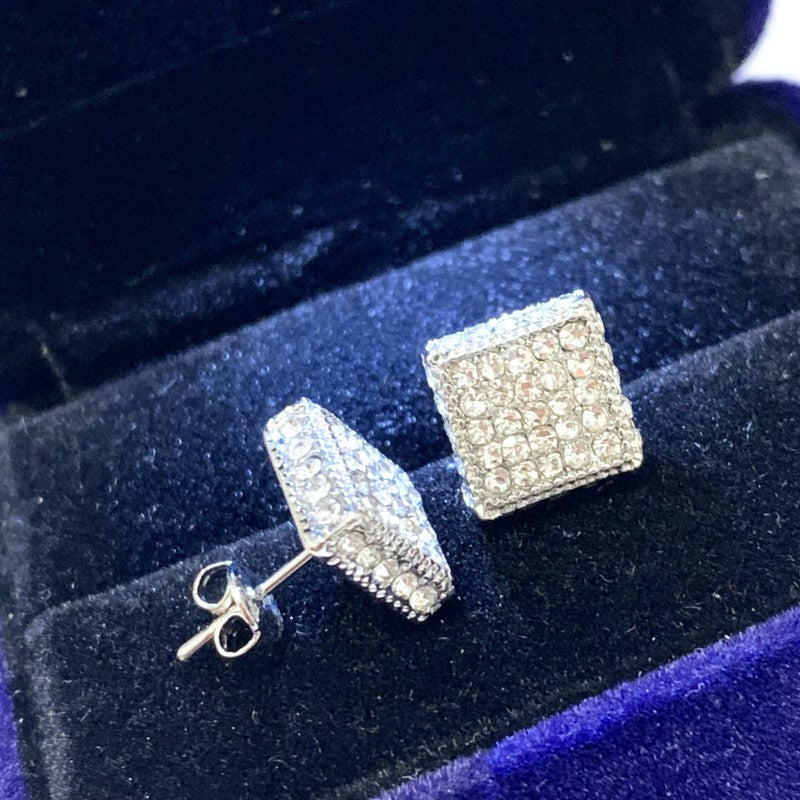 1pair Fashion Men's Stud Earrings Zircon Micro Earrings Hip Hop Stud Earrings Hip Hop Jewelry