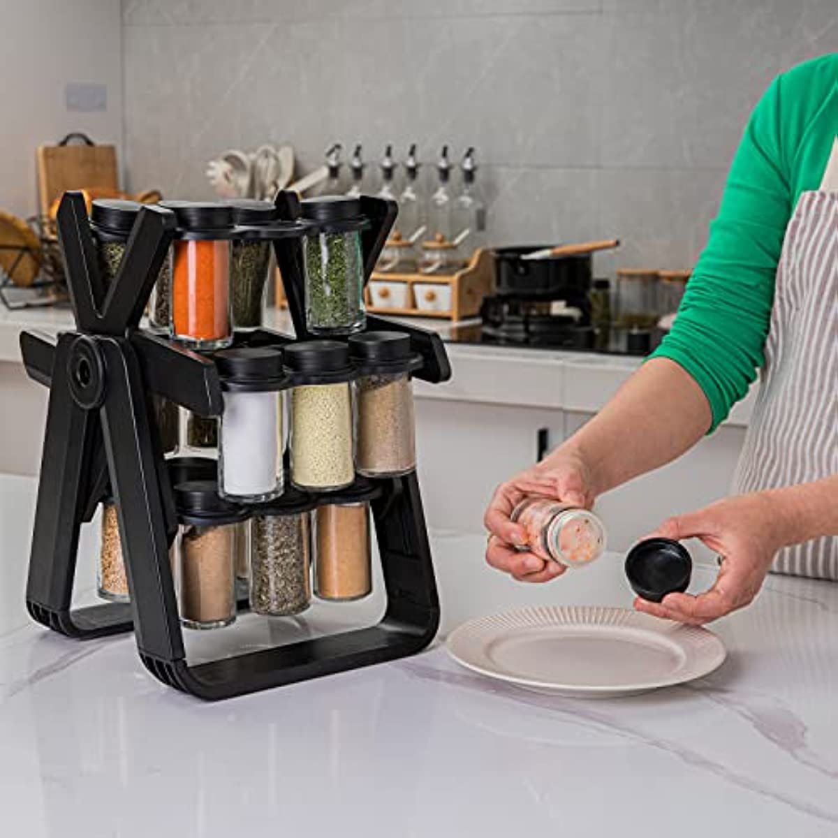 Spice Rack For 18 Piece Pots 360° Rotating Ferris Wheel Swivel Spice Rack Seasoning Organizer Spice Tower Spice Rack For Kitchen Countertop