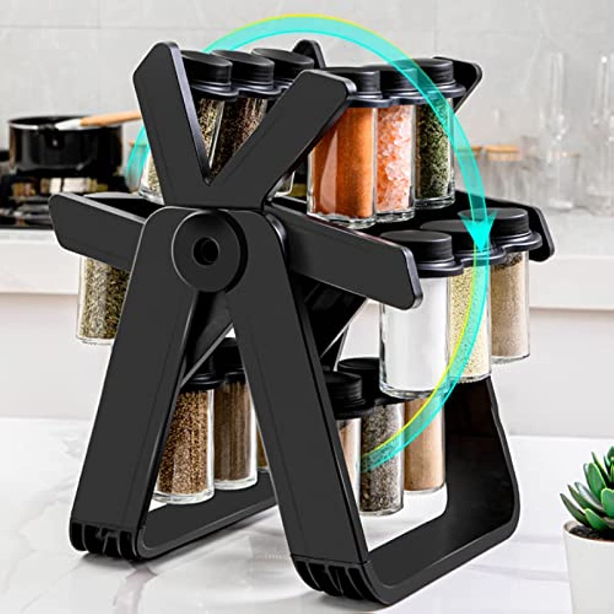 Spice Rack For 18 Piece Pots 360° Rotating Ferris Wheel Swivel Spice Rack Seasoning Organizer Spice Tower Spice Rack For Kitchen Countertop