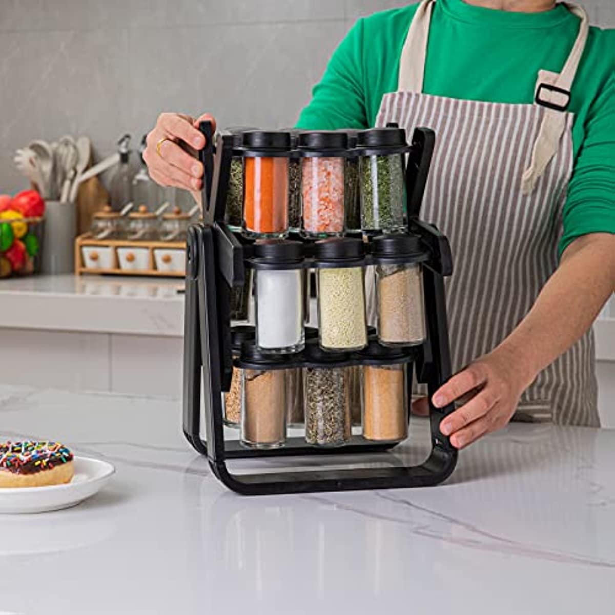 Spice Rack For 18 Piece Pots 360° Rotating Ferris Wheel Swivel Spice Rack Seasoning Organizer Spice Tower Spice Rack For Kitchen Countertop