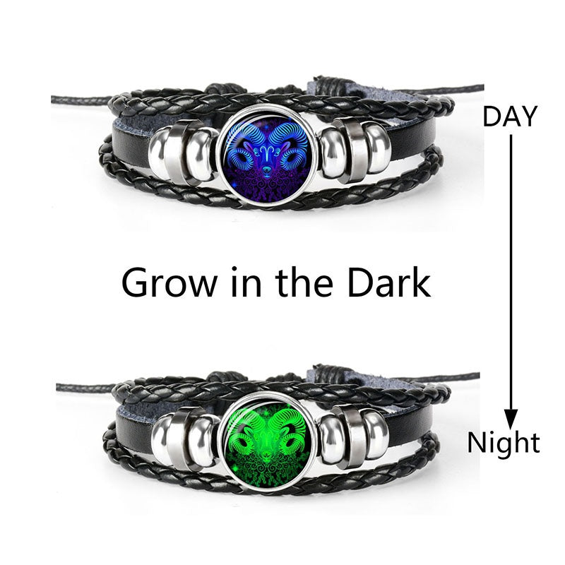 1pc 12 Constellation Luminous Bracelet Men's And Women's Fashion Multi-layer Woven Bracelet