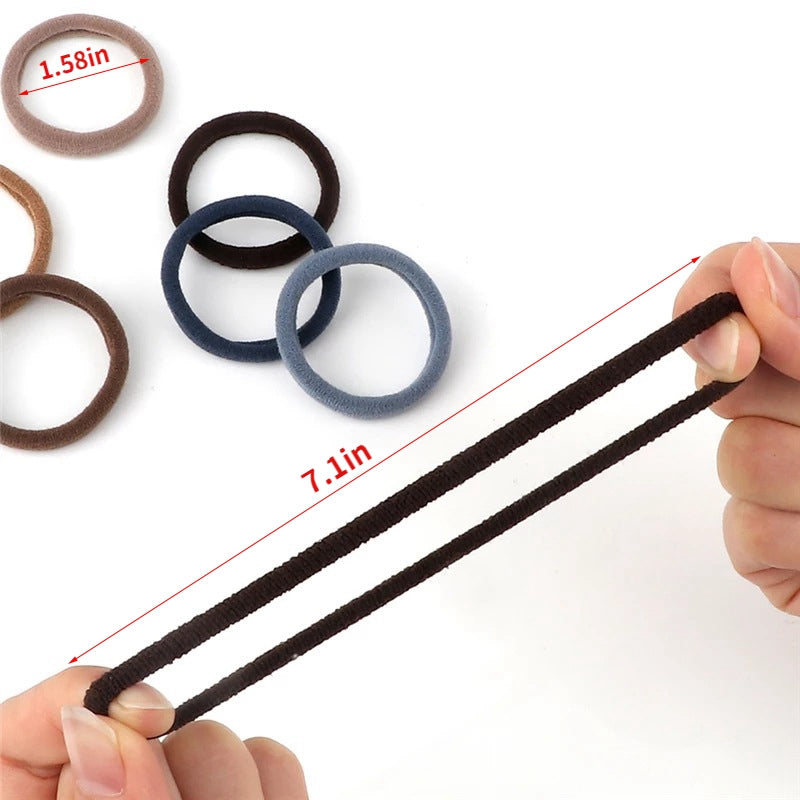 50pcs/Set Women   Basic Hair Bands 4cm Simple Solid Colors Elastic Headband Hair Ropes Ties Hair Accessories Ponytail Holder