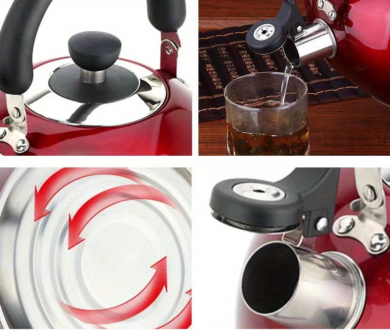 1pc, 2500ml/84.55oz Stainless Steel Tea Kettle with Whistle for Charcoal, Gas, Electric, and Ceramic Stoves - Reusable and Easy to Clean
