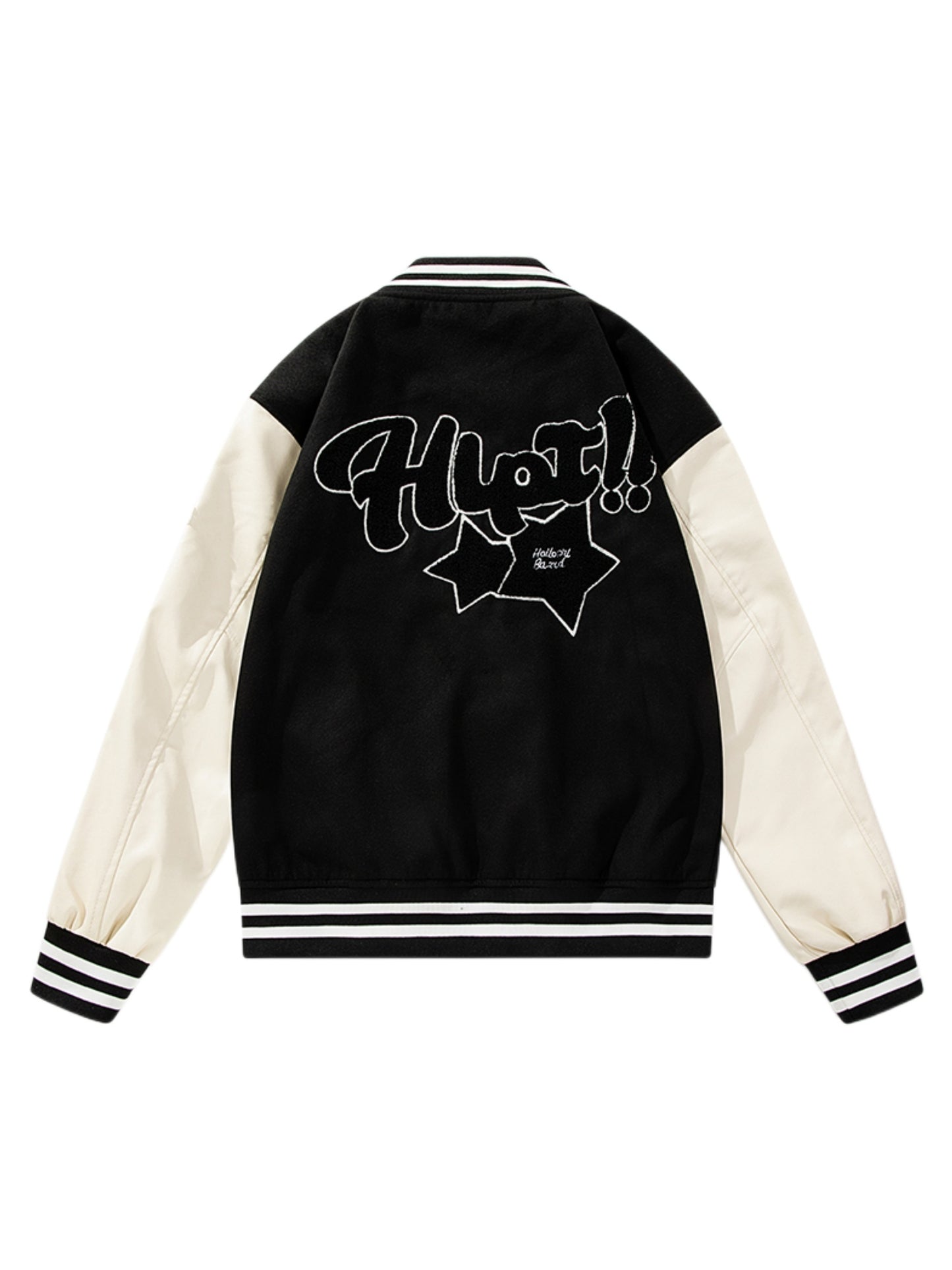 Fabric Stitch Varsity Jacket, Men's Casual Color Block Button Up Jacket For Spring Fall School Baseball