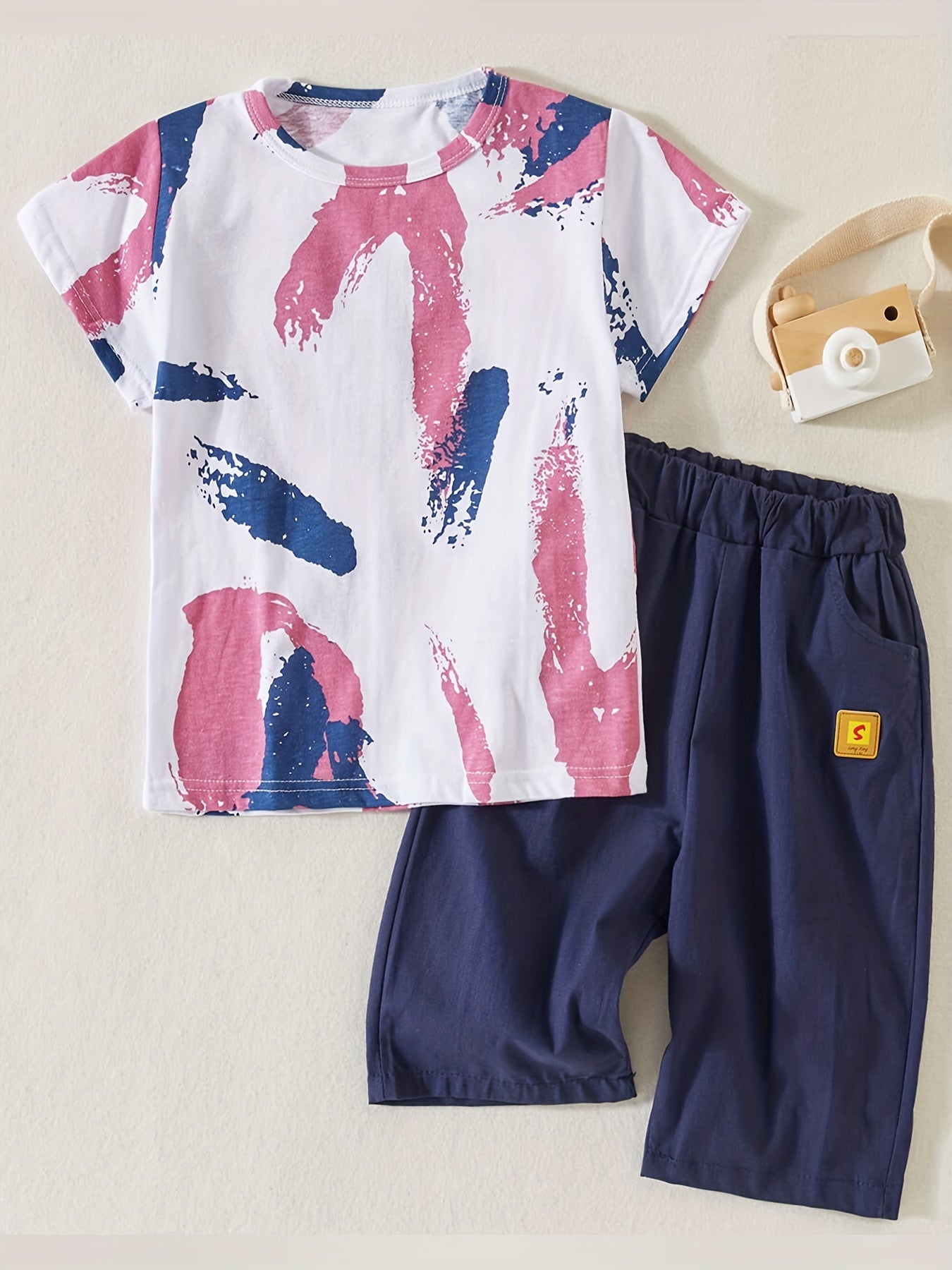 2pcs Boys Teen Casual Graffiti Round Neck T-shirt & Shorts Set Clothes For Summer Daily & Outdoor Wear