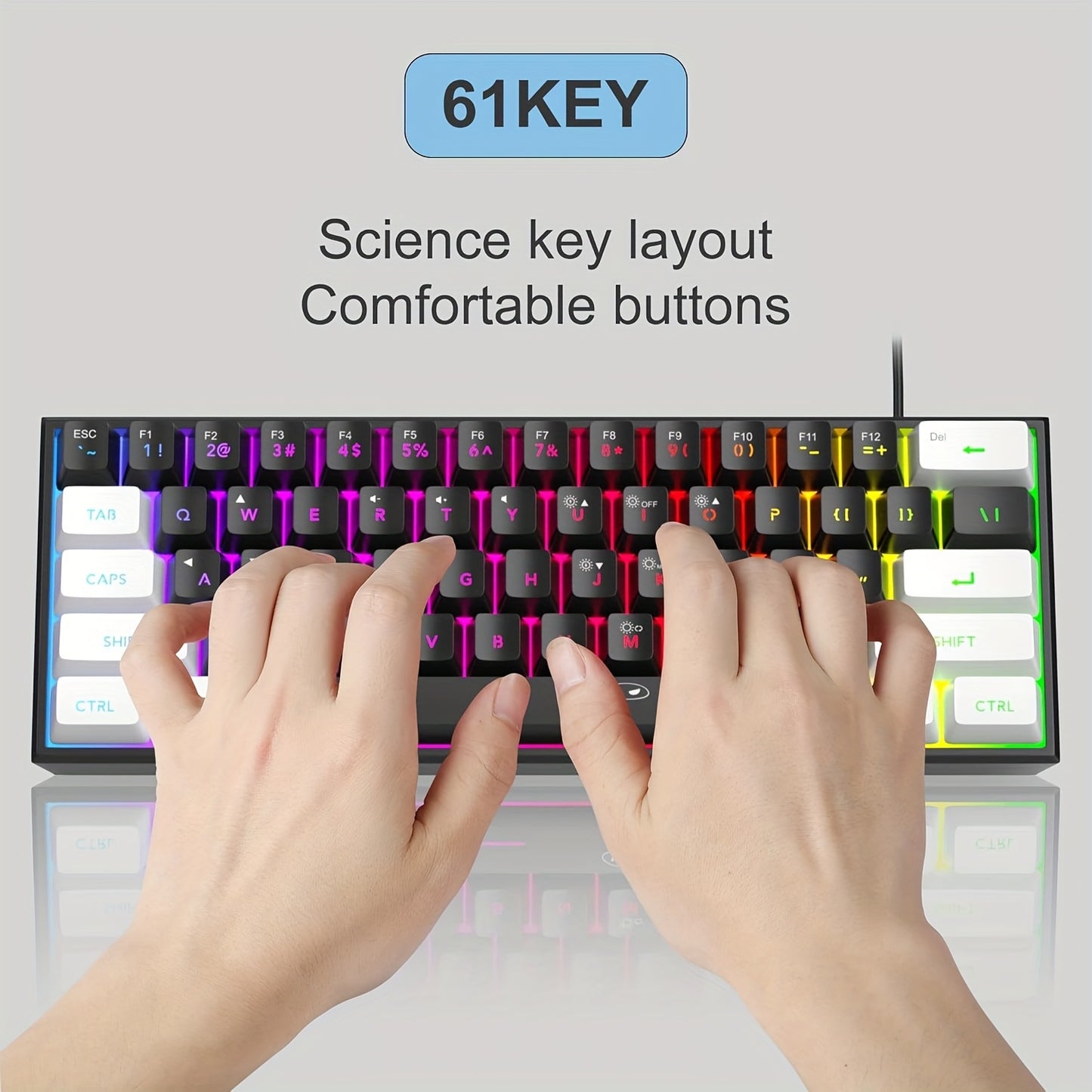 MageGee Mini 60% Gaming/Office Keyboard, Keycap Type Wired RGB Backlit Compact Computer Keyboard for Windows/Mac/Laptop