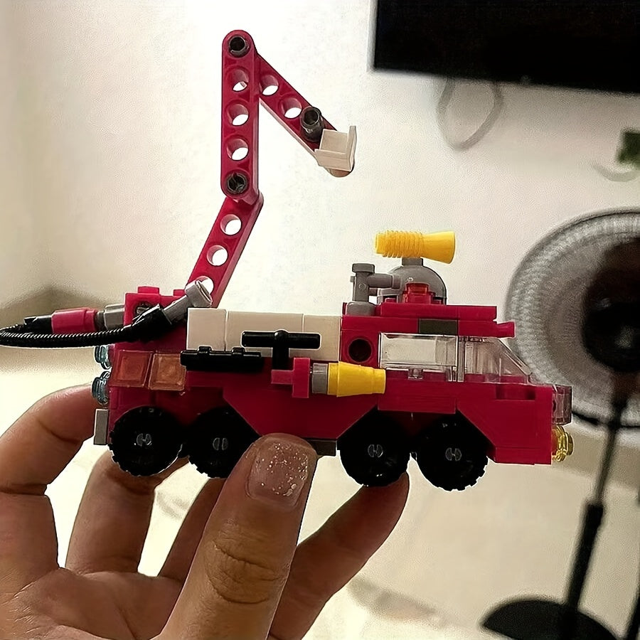 142Pcs City Fire Truck Fighting Building Blocks Sets Fire Brigade Car Model Toy Small Particles Bricks DIY Educational Toys For Children 6+