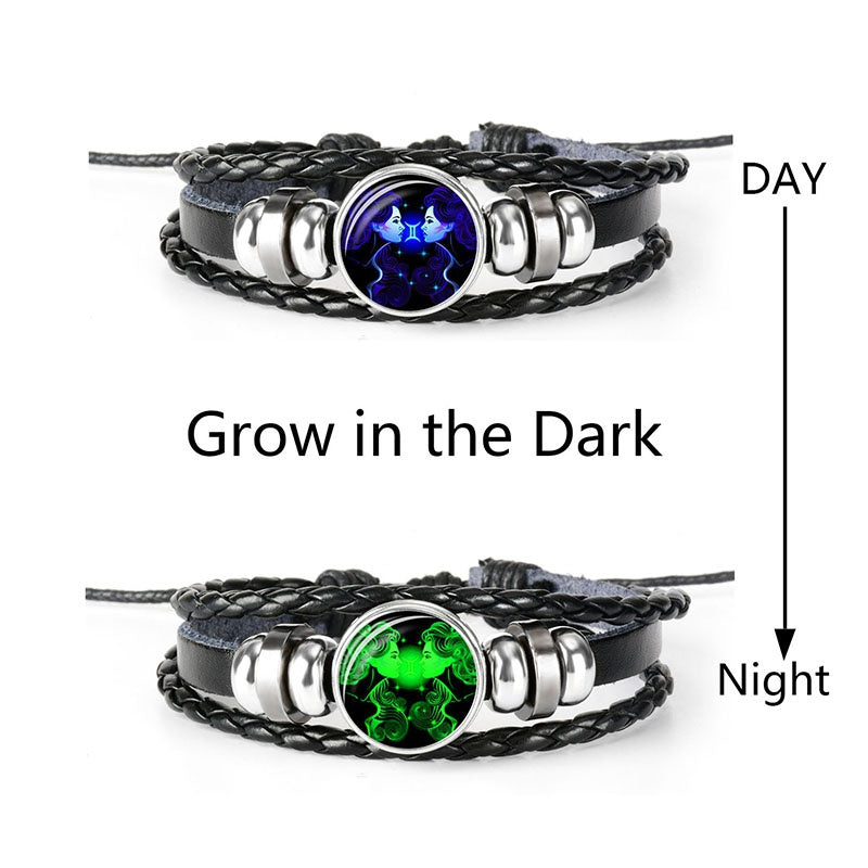 1pc 12 Constellation Luminous Bracelet Men's And Women's Fashion Multi-layer Woven Bracelet