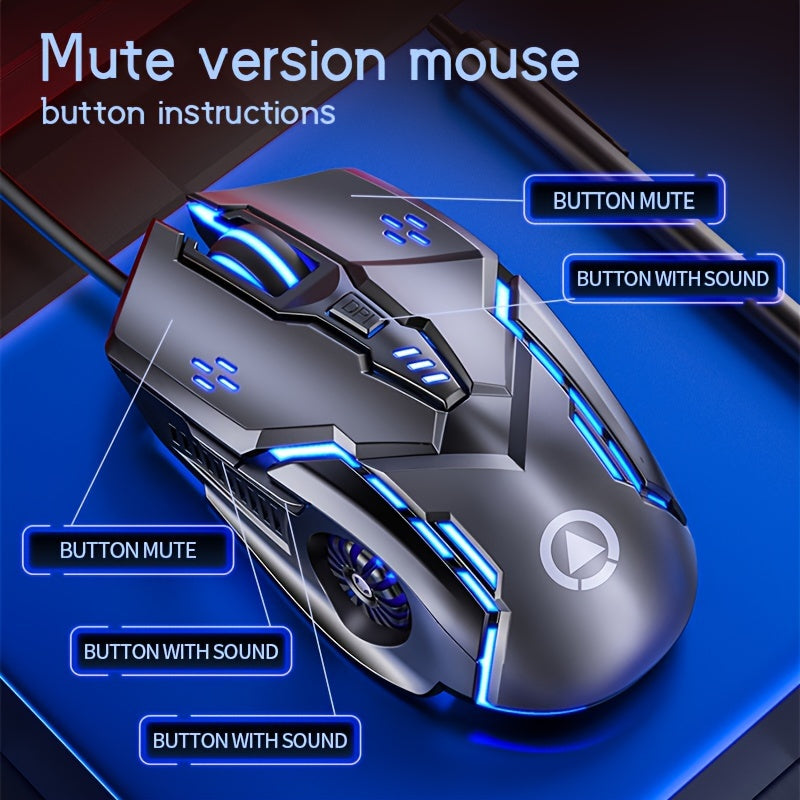 Silver Carved Mechanical Gaming Mouse, Wired, Suitable for Desktop And Laptop Use, Silent for Office And Esports.