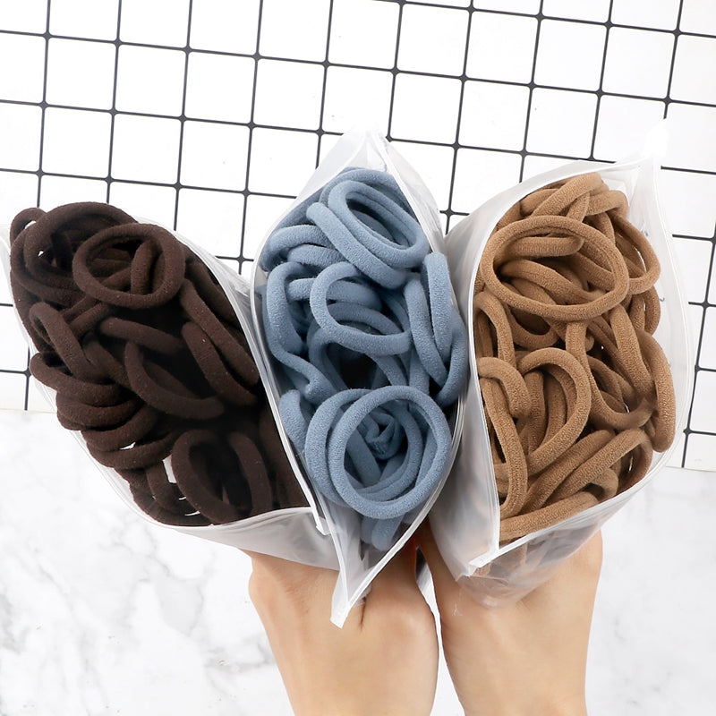 50pcs/Set Women   Basic Hair Bands 4cm Simple Solid Colors Elastic Headband Hair Ropes Ties Hair Accessories Ponytail Holder