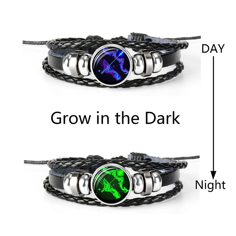 1pc 12 Constellation Luminous Bracelet Men's And Women's Fashion Multi-layer Woven Bracelet