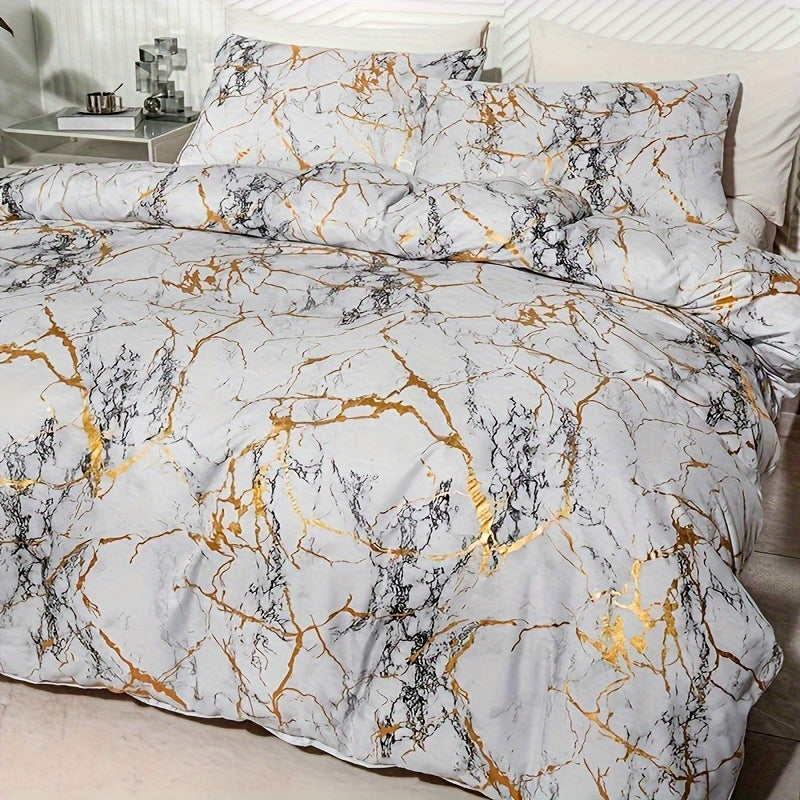 3pcs Classic Hot Stamping Texture Quilt Cover Set