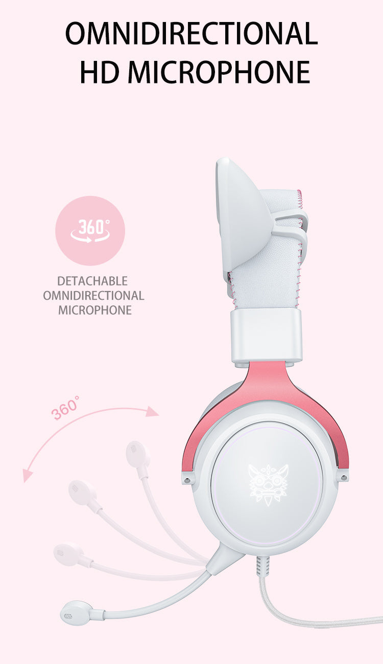 ONIKUMA X10 cat ears headset wired light-emitting subwoofer computer game gaming chicken headset